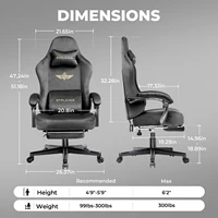 Gtplayer Gaming Chair Fabric with Pocket Spring Cushion, Big and Tall Gaming Chair 350Lbs High Back Computer Chair 2