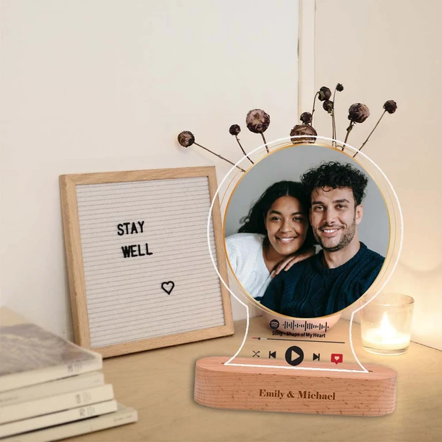 Placa Spotify Personalizada con Luz - Regalos Personalizados con Foto  Pareja Lámpara Personalizada Marco de Fotos con Canción Regalo Aniversario