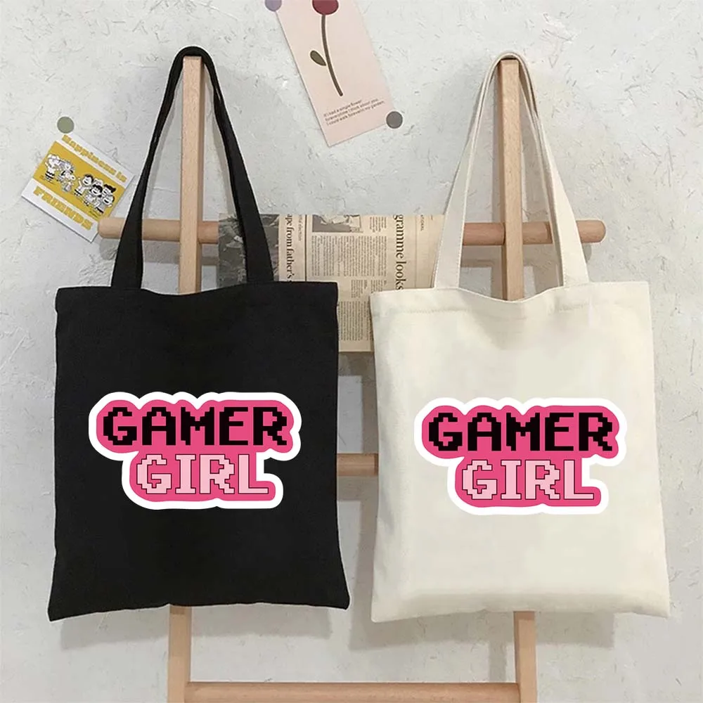 

Gamer Girl Shoulder Bags Inscriptions Phrases Lettering Quote Tote Bag Women Shopping Bag Large Reusable Handbags