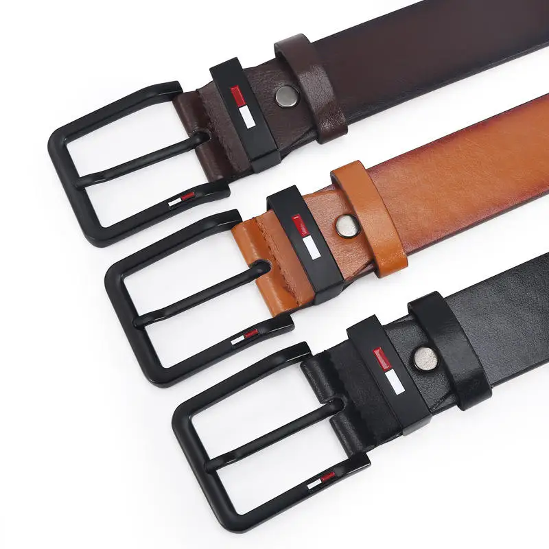Men' PU Leather Alloy Pin Square Buckle Belt BusinessLeisure Belts Black...