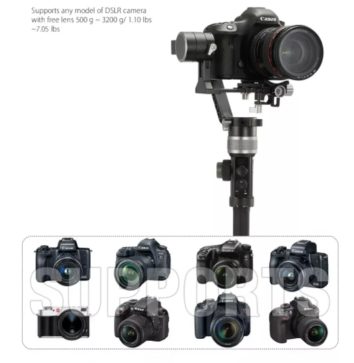 카메라 DSLR용 Kingjoy D3 짐벌 스태빌라이저, 핸드 헬드 짐벌, 3 축 비디오 모바일, 모든 DSLR 모델, 서보 팔로우 포커스