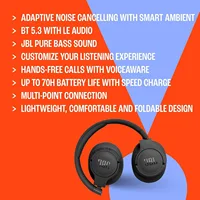 JBL Tune 770NC Wireless Over-Ear Headphones with Adaptive Noise Cancelling, Smart Ambient, Bluetooth 5.3, Black - Image 6
