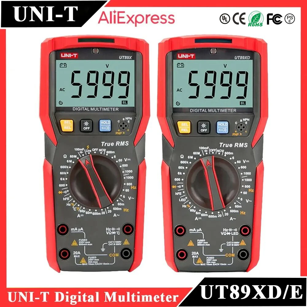 UNI-T UT89X UT89XD Professional Digital Multimeter True RMS NCV 20A Current  AC DC Voltmeter Capacitance Resistance Tester