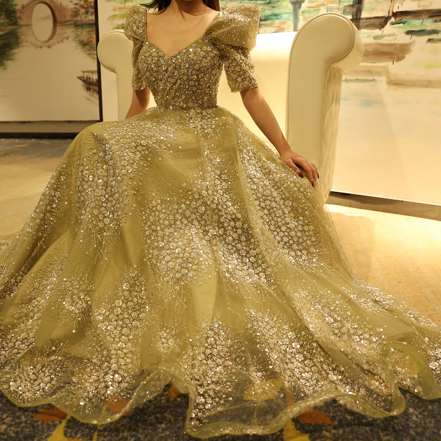 Sharon Said Glitter Lime Green Luxury Dubai Evening Dress for Arabic  Wedding Engagement Formal Party Gowns SS155 Customized - AliExpress 320