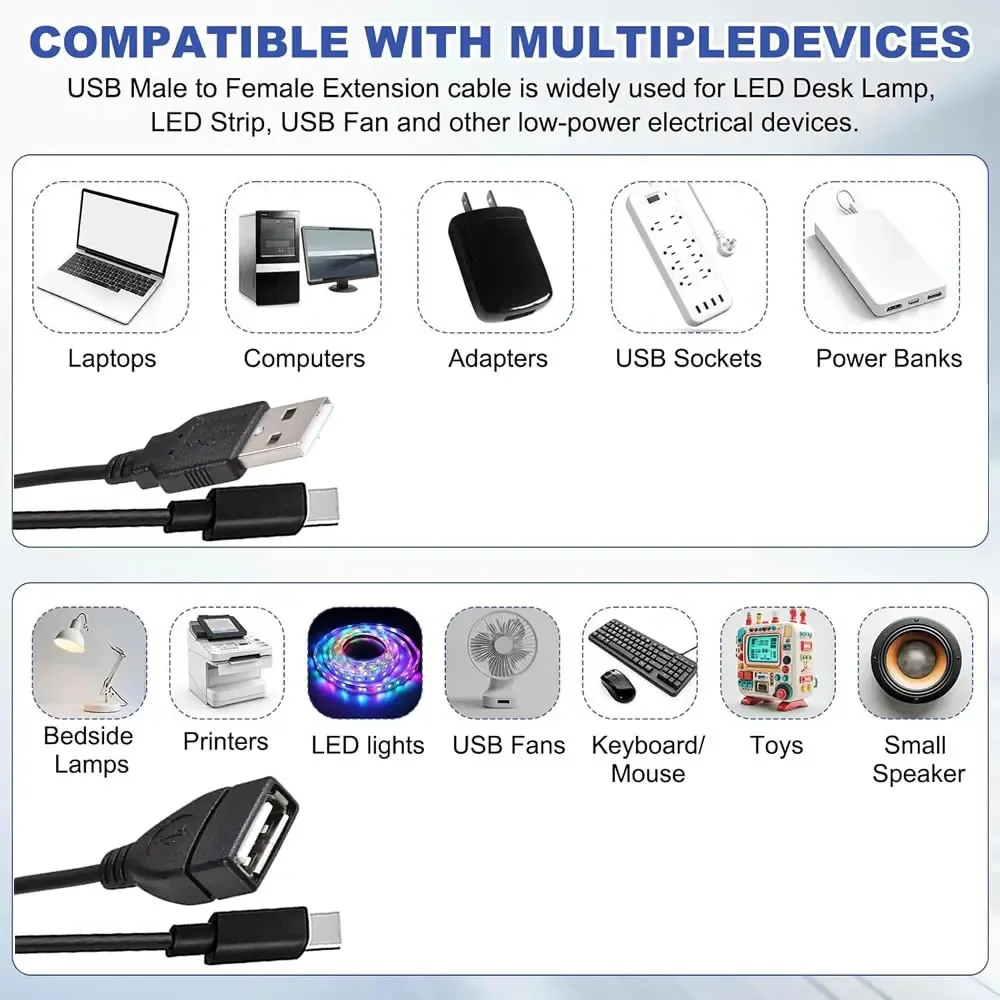 USB 유형 C 스프링 텔레스코픽 케이블(켜기/끄기 스위치 포함) 5V USB C 연장 충전 코드 남성-여성 이중 USB 분배기 케이블