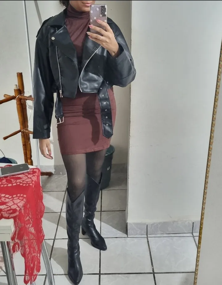 Ailegogo Faux Leather Short Jacket photo review