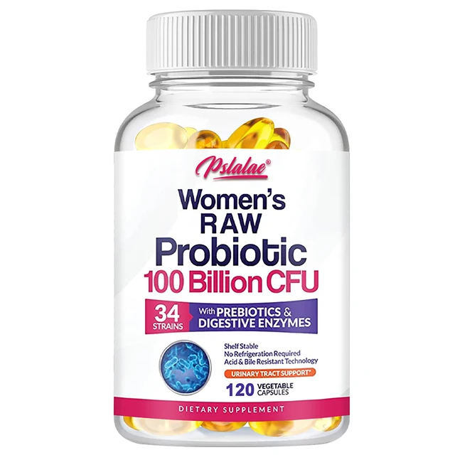 Raw Probiotics for Women - with Prebiotics, Digestive Enzymes - Promotes Nutrient Digestion and Gut Health - 120 Capsules