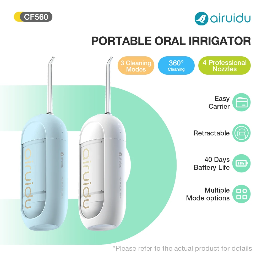 ウォーターフロッサー コードレス歯クリーナー、旅行用