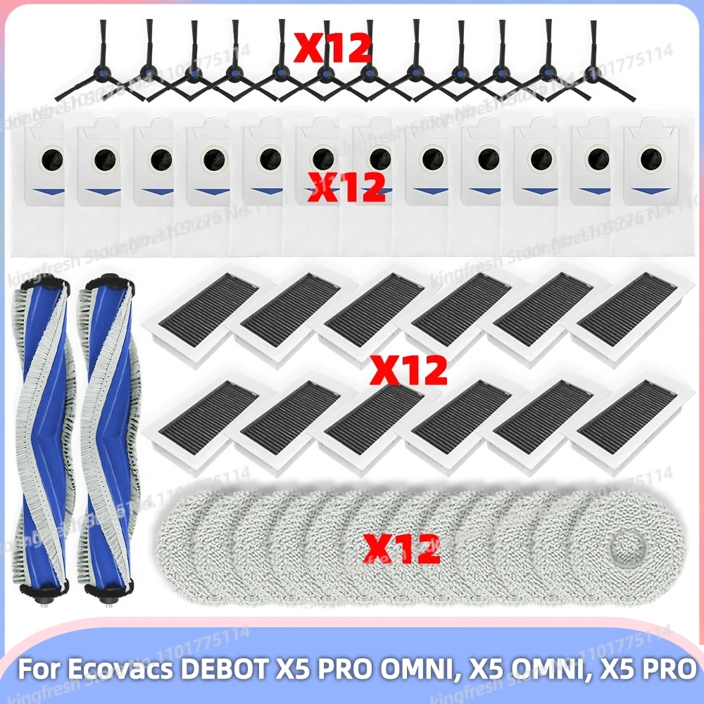 Fit For Ecovacs Debot X5 OMNI / X5 PRO OMNI / PRO Vacuum Parts Main Roller Side Brush Filter Mop Cloth Dust Bag Accessories