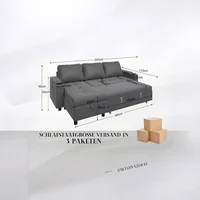 Угловой диван Devoko со спальным устройством и коробкой-кроватью 3-местный диван, выдвижной L-образный диван, небольшой спальный диван, гостиная зона — изображение 2