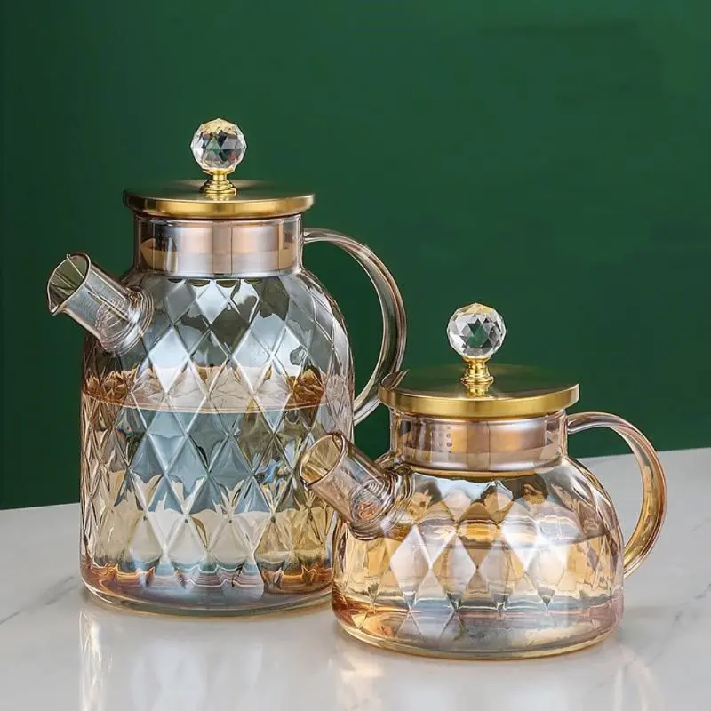Set di bottiglie d'acqua da 1000 ml e 1800 ml, colore ambra francese, diamante kawaii, teiera, bollitore, tazza, pentole termiche, set regalo, accessori da cucina_voghion.com