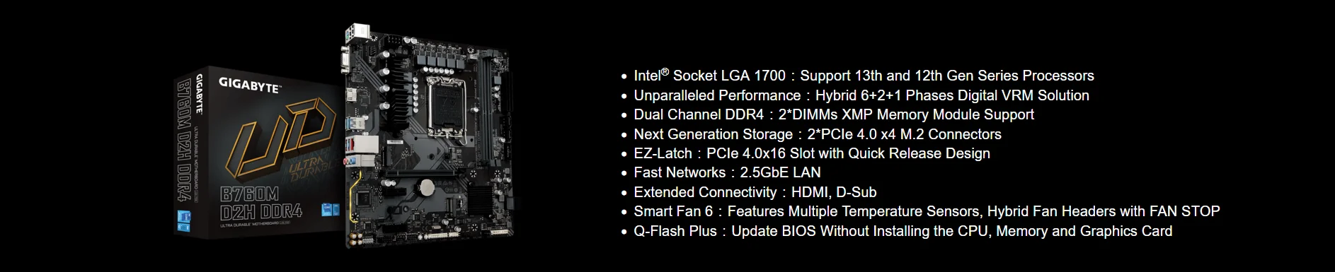 GIGABYTE B760M C LGA 1700 Intel B760 M-ATX Motherboard with DDR5, M.2, PCIe  4.0, USB 3.2 Gen 2 Type-C, Realtek Wi-Fi 1GbE LAN, Q-Flash Plus, PCIe  EZ-Latch 