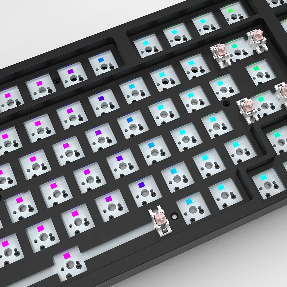 Kit de Teclado Mecânico sem Fio Personalizado Hot-swappable Rgb Backlit 98 Junta Bluetooth 2.4g Faça Você Mesmo 3-mode Estrutura - Imagem 2