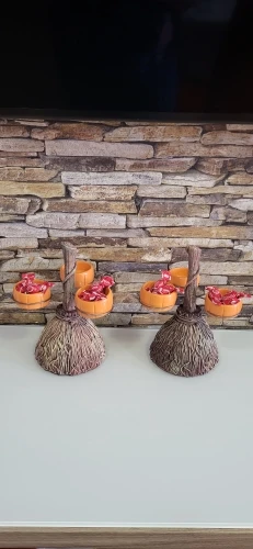 Witchy Nibbles: Halloween Broomstick Snack Bowl Stand – Creative and Fun Party Serving Ornament photo review