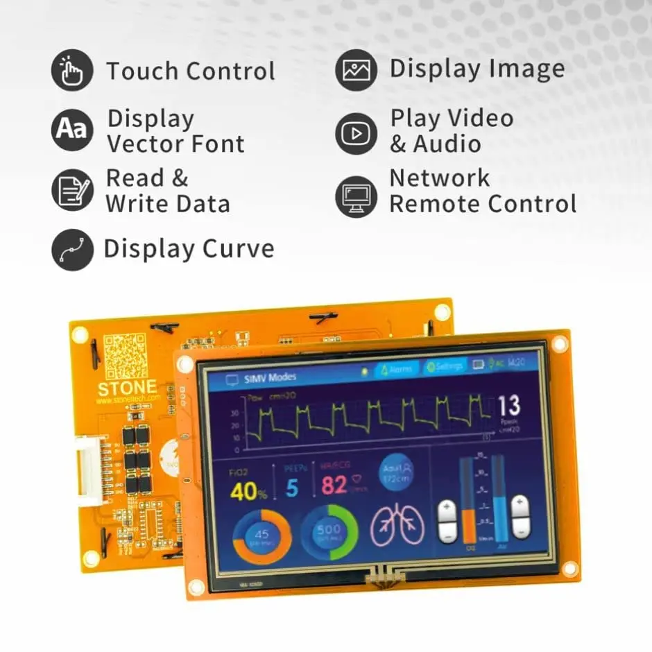 스톤 5.0 인치 TFT LCD 디스플레이 모듈 직렬 인터페이스 및 CPU 및 드라이버가있는 스마트 HMI 보드 산업용 480*272