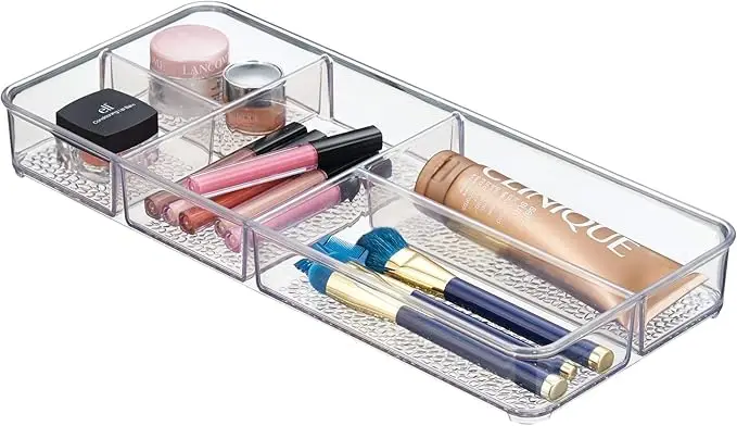 Clear Plastic Divided Vanity Organizer. Storage Tray with 5 Compartments for Cosmetics, Makeup and Accessories 6