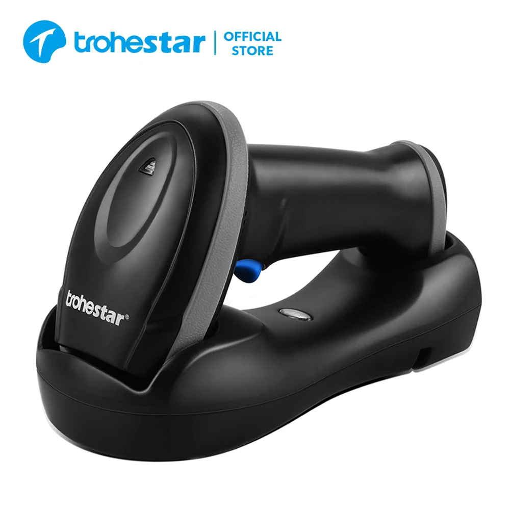 Trohestar Wireless Barcode Scanner 2.4GHz1D 2D Bar Code Reader USB Scanners Charging Cradle leitor de codigo de barra 2D Scanner