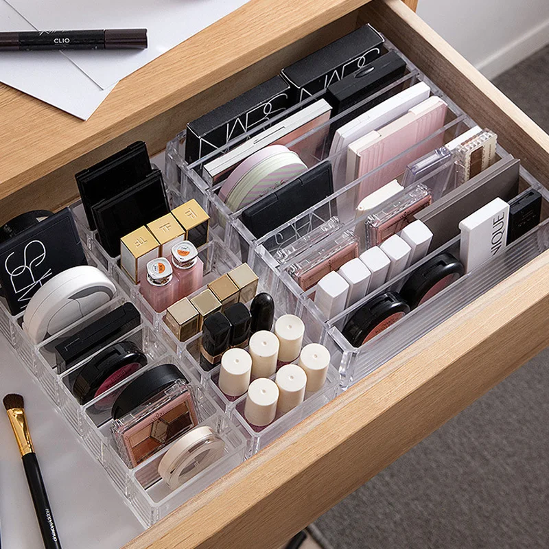 Clear Acrylic Makeup Organizer Storage Box Organizador Maquillaje Plastic Cosmetic Holder Cabinet Powder Display Box - Storage Boxes & Bins - AliExpress