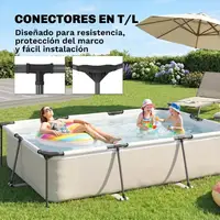 Piscine tubulaire rectangulaire 316x238x66,5 cm – 3700 L, structure métallique stable, liner triple couche, résistante, montage facile, jardin – Gris 6
