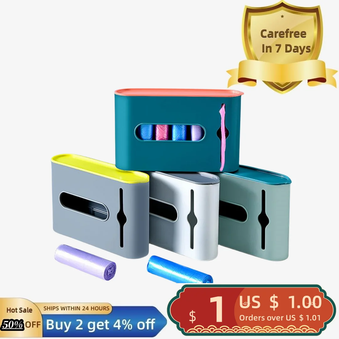 

1 Set Garbage Bag Box with Lid Strong Load-bearing Punch-free Visual Window Wall-mounted Rubbish Bag Organizer Living Room Suppl