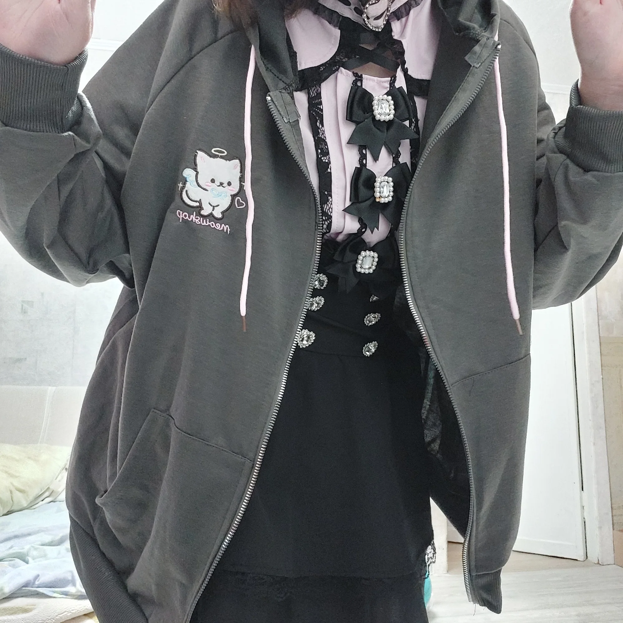 Japanese Style Cat Eared Hoodie - Harajuku Aesthetic photo review