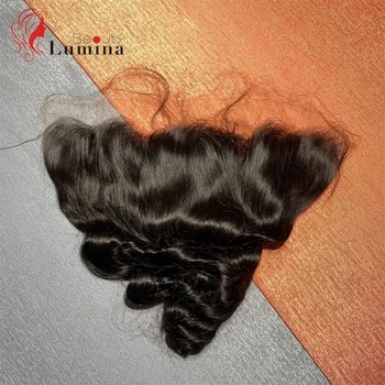 13x4 Swiss Lace Frontal Ear to Ear Human Hair Extensions Loose Wave Frontal Closure 100% Human Hair Natural Black Loose Wave 1