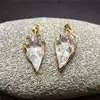 FUWO Wholesale Natural Clear Quartz Arrowhead Pendant,Golden Plated Hand Carved Crystal Accessories For Jewelry Make 5Pcs PD168 4