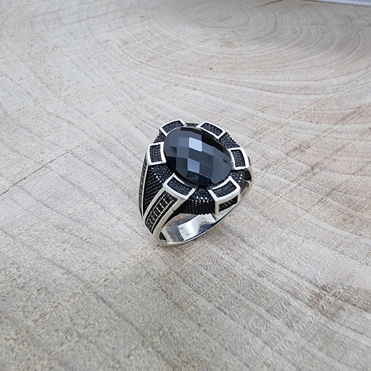 

Black Stone Men Ring 925 Silver Jewelry Wholesale Silver Ring for Men Art Design Trendy Shinning Vintage Fine Jewelry Rings