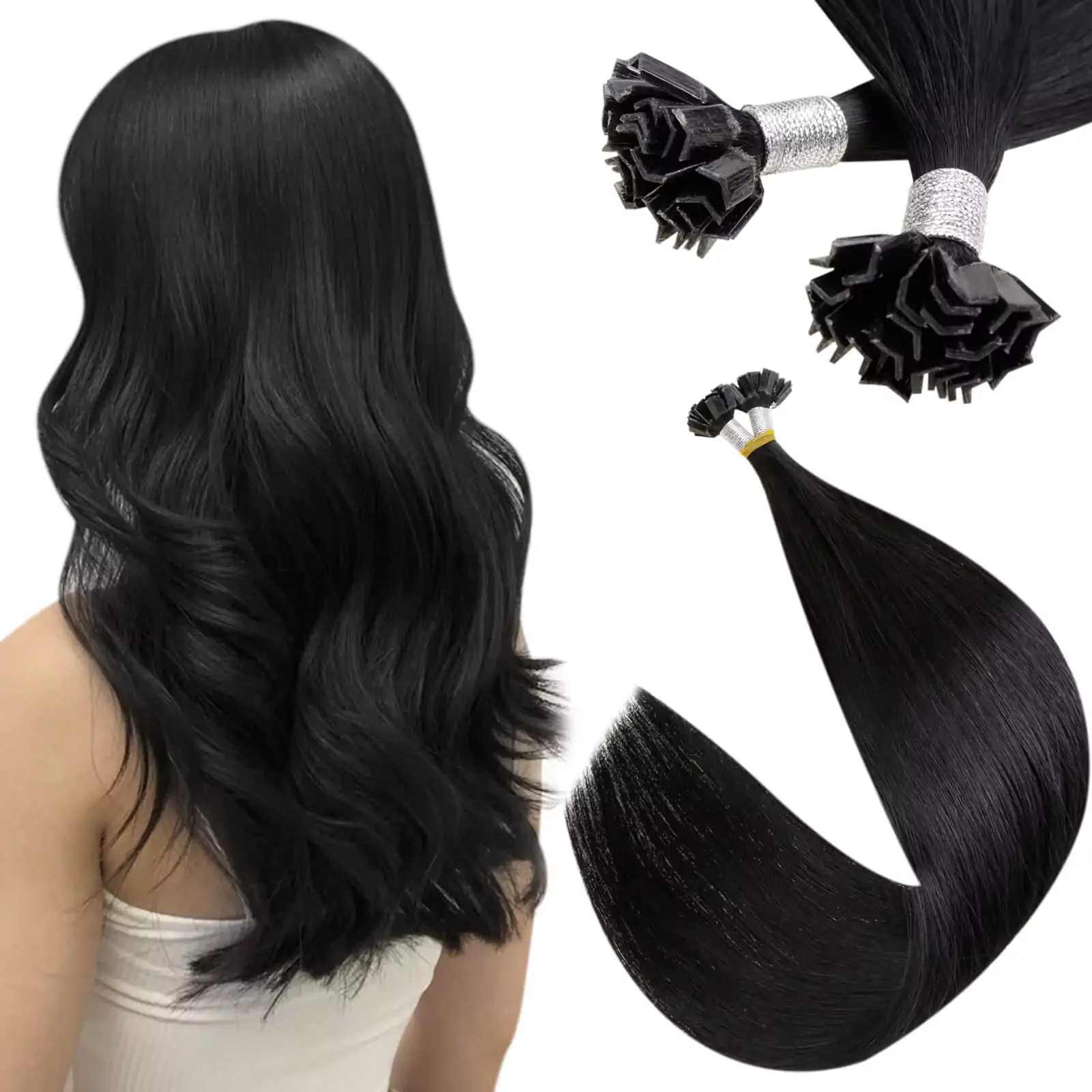 Ugeat Virgin K Tip Real Human Hair Extensions Virgin Keratin Tip Fushion Hair Long Lasting Pre Bonded Extensions