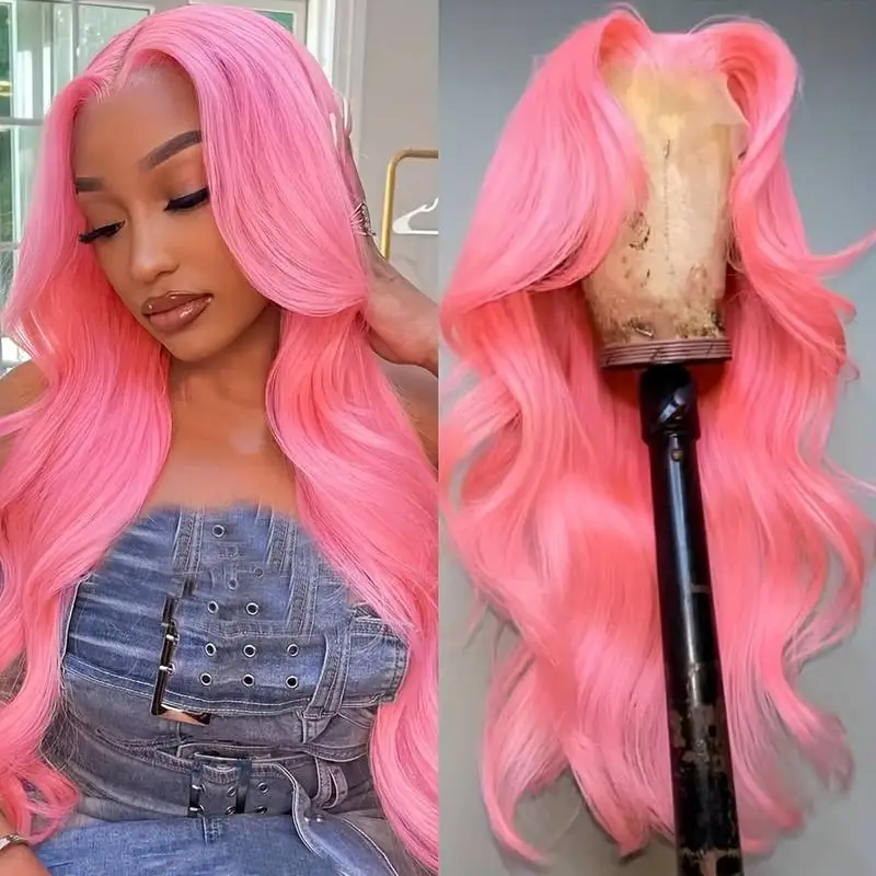 

13x4 HD Body Wave Lace Front Wig for Women Choice Pink Brazilian Remy Hair 13x6 Hd Lace Frontal Human Hair Wig 18-34inch