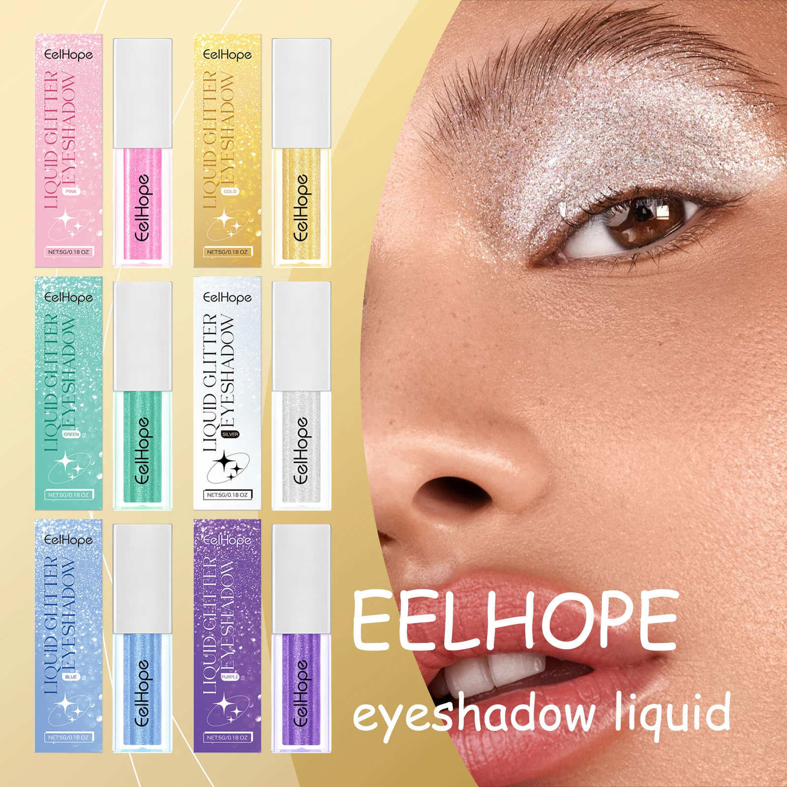 EELHOPE Shiny Eyeshadow Liquid Multi Color Non-irritating Smooth Texture Enhance Eye Luster Easy To Apply Lasting Eyeshadow