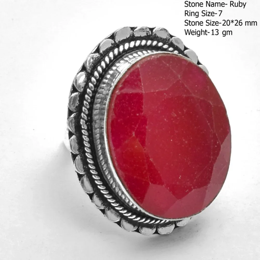 

Genuine Ruby Ring Silver Overlay Copper All Size