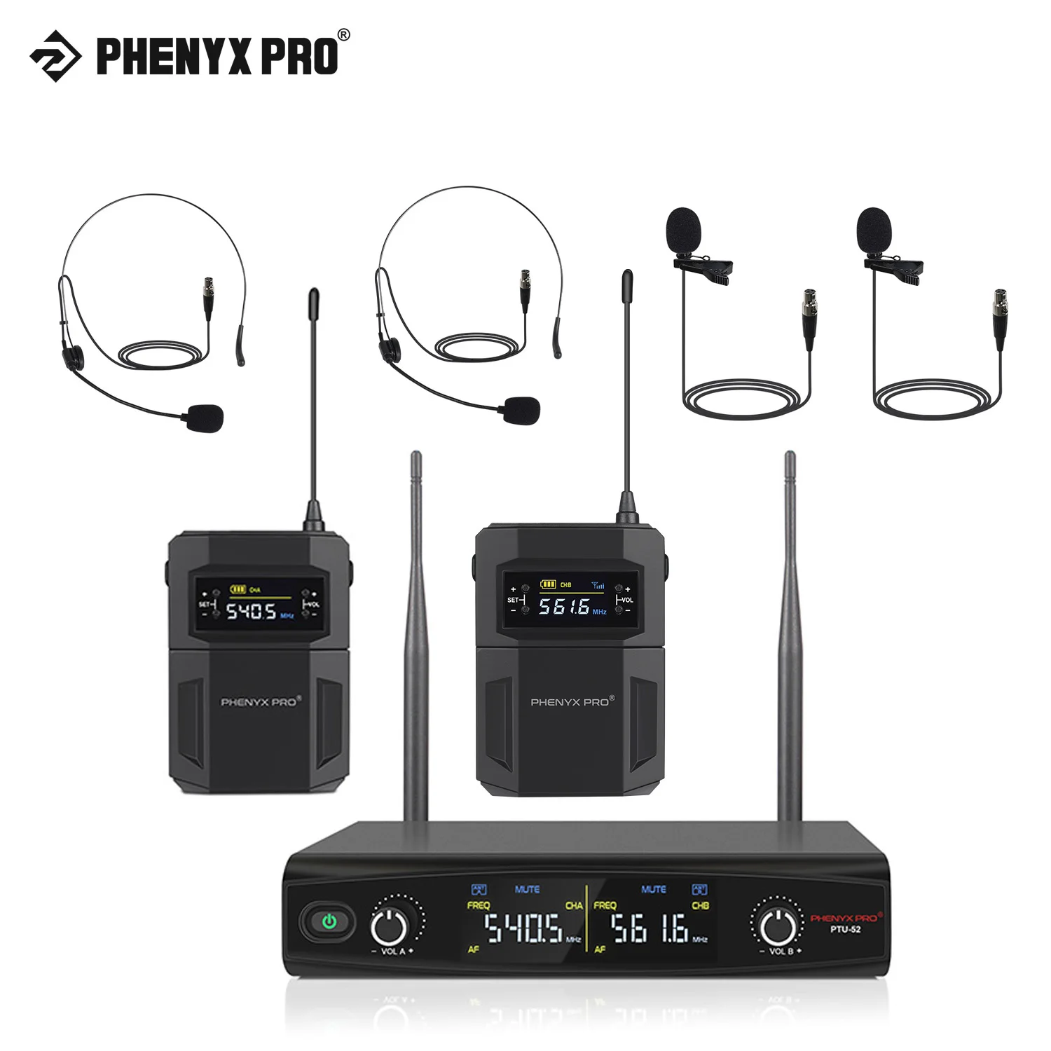 Ensemble récepteur UHF double avec 2 micro-cravates de qualité pro