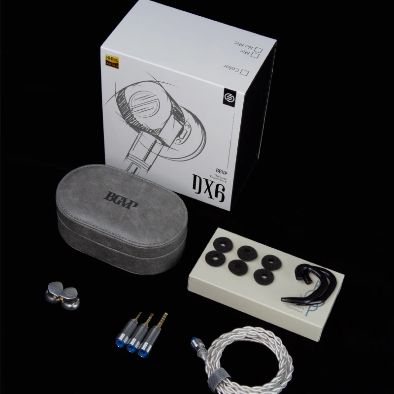 イヤホン BGVP DX6 In-Ear Monitor BGVP DX6 Wired HiFi Bass Metal Flat Head Earplugs 14.2mm LCP