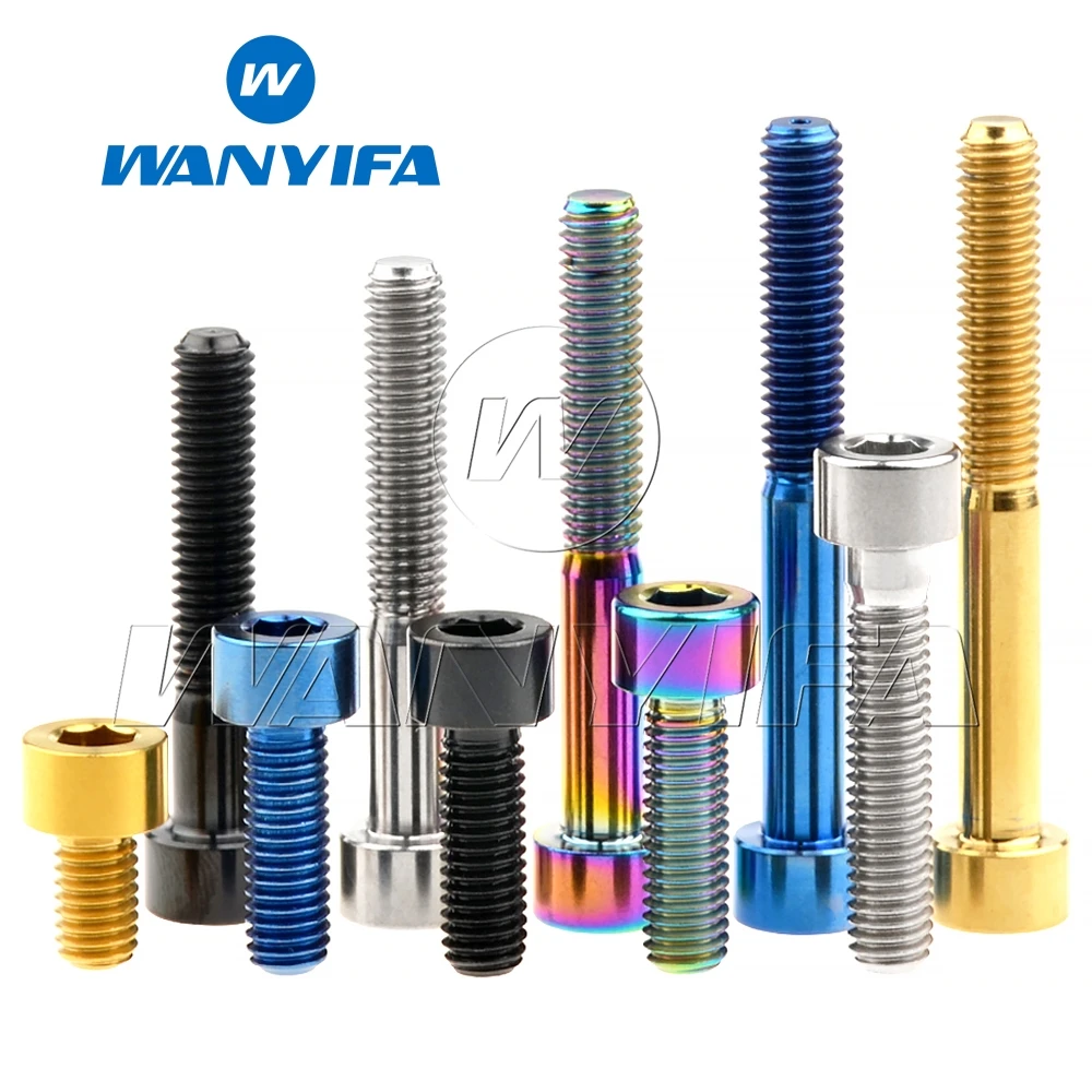 Titanium Bolts Wanyifa Titanium Bolts M6x 10 15 16 18 20 25 30 35 40 45 50 55 60 65mm Allen Hex Head Screw Fit Headset Cap Mountain Road Bike