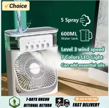 Nuevo ventilador 3 en 1, aire acondicionado, Mini enfriador de aire para el hogar, luz LED nocturna, humidificador portátil, ventilador de ajuste de aire, ventilador para oficina y hogar