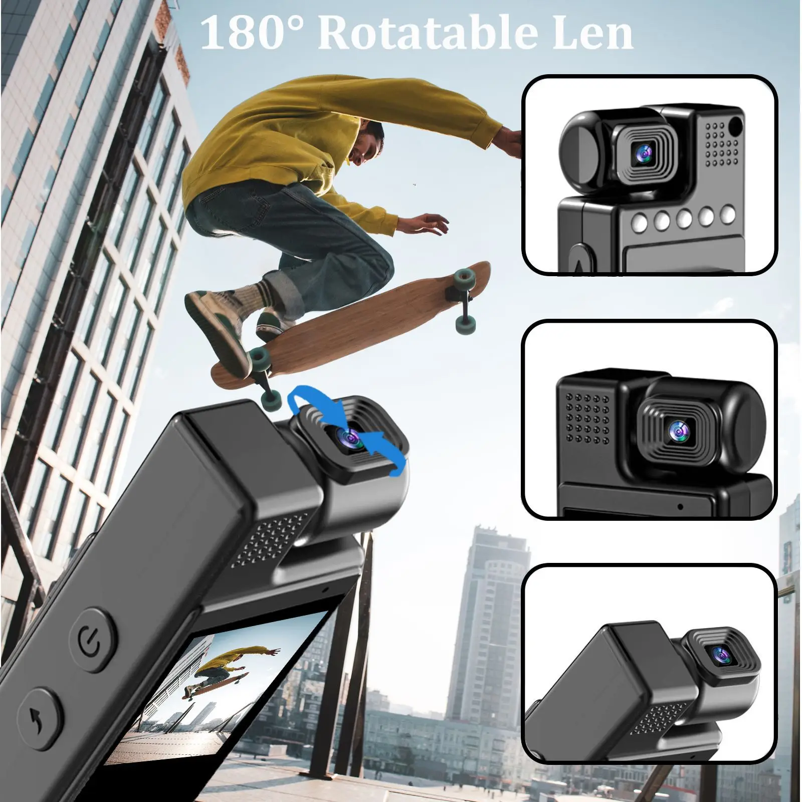1080P HD Portable Action Camera Wifi Back Clip 180&deg; Rotatable IR Night Vision Sports Camera Travel Bicycle Driver Video Recorder