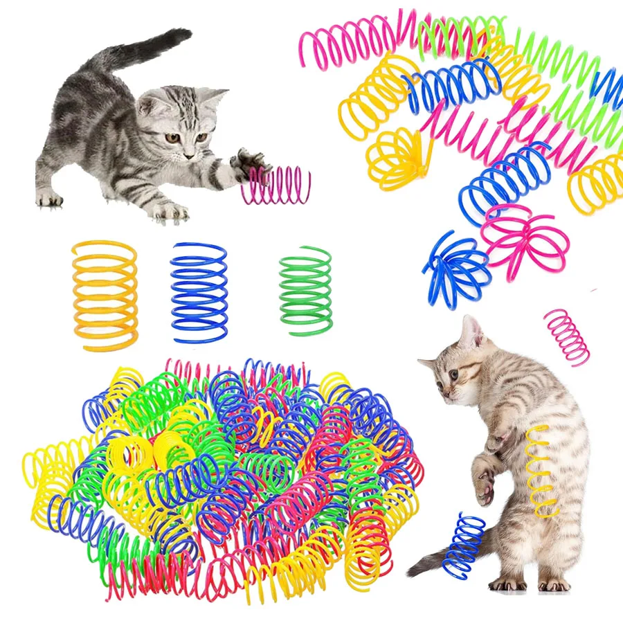 4/48Pcs Cat Spring Toy Cat Spiral Toys Interactive for Indoor Colorful Cats Plastic Springs Coil Pets Relieve Boredom Toys 4/48Pcs Cat Spring Toy Cat Spiral Toys Interactive for Indoor Colorful Cats Plastic Springs Coil Pets Relieve Boredom Toys