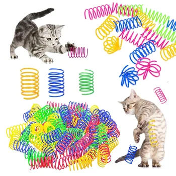 4/48Pcs Cat Spring Toy Cat Spiral Toys Interactive for Indoor Colorful Cats Plastic Springs Coil Pets Relieve Boredom Toys