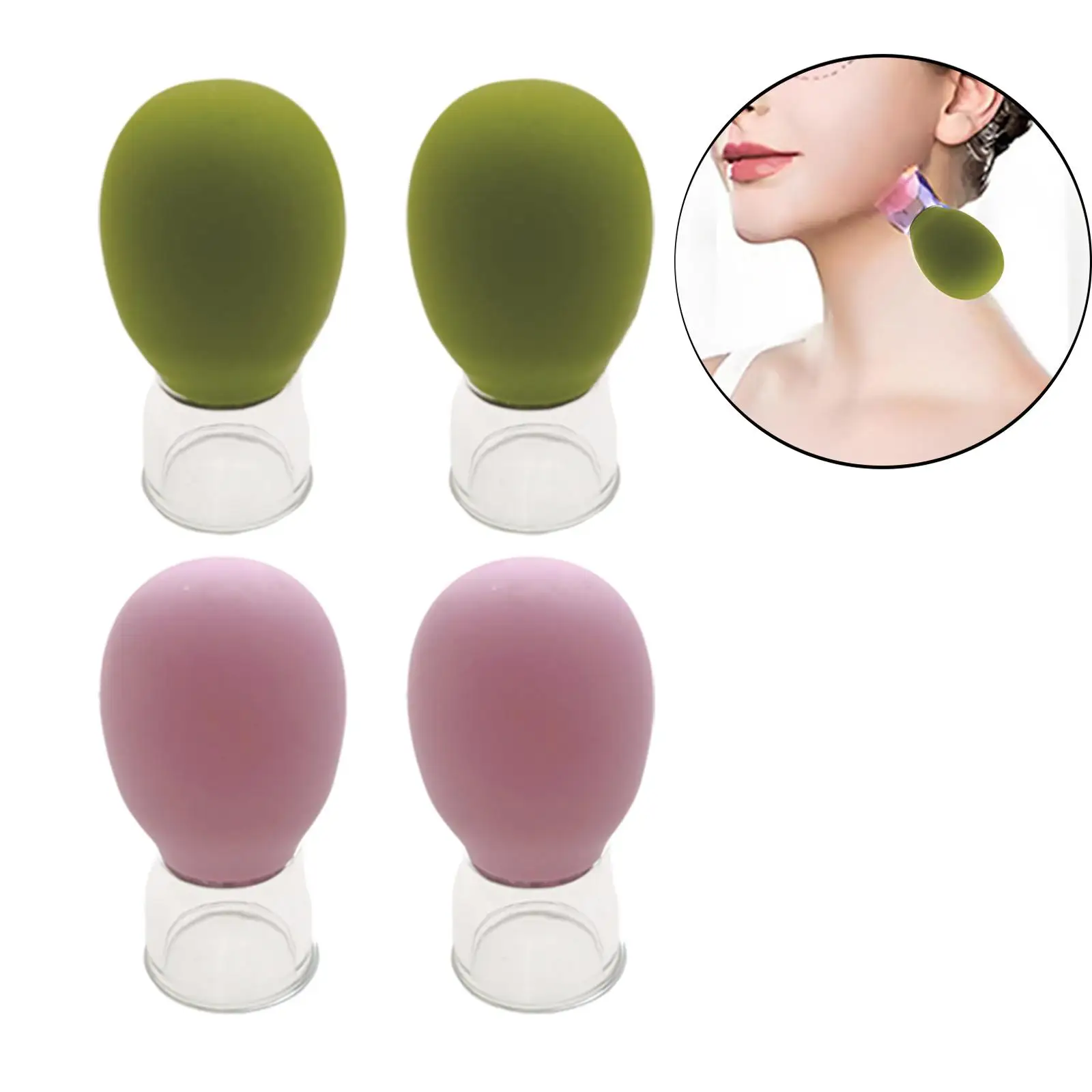 4 Pcs Facial Cupping Cups Set Massage Vacuum Suction Cupping Cups for Home Household Body Relaxation Face Legs Back Muscle