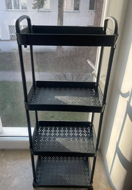 Plastic Rolling Utility Cart with Handle Storage Trolley for Office, Living Room, Kitchen, Movable Storage Organizer with Wheel photo review