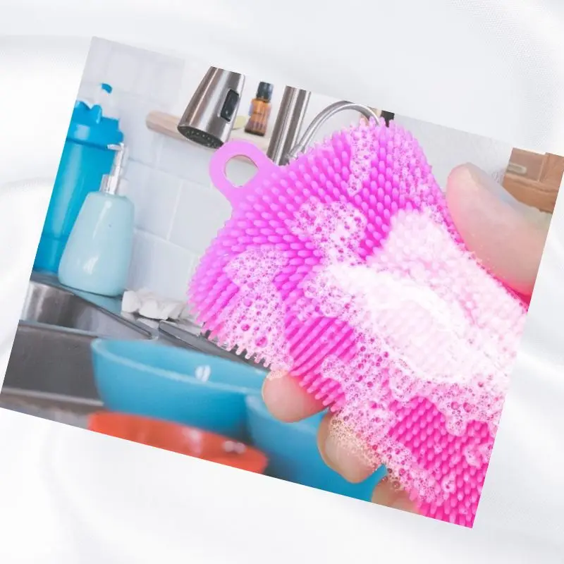 2Pcs/1Set Silicone Dishwashing Brush Multi-piece Multi-color Combination Set Washing Dishes Sponge Brush Kitchen Cleaning 5