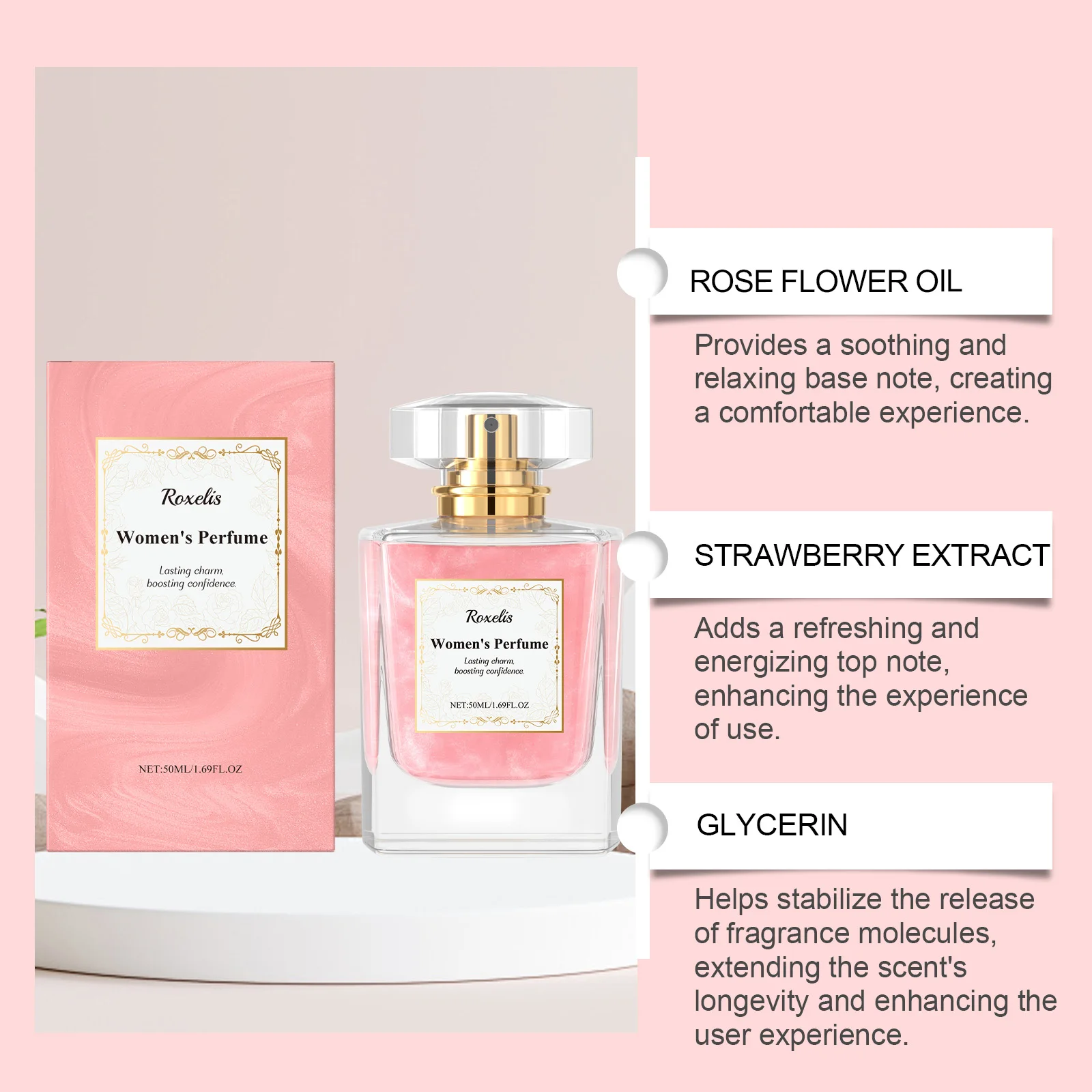 Profumo rosa donna eau de toilette floreale elegante persistente_voghion.com