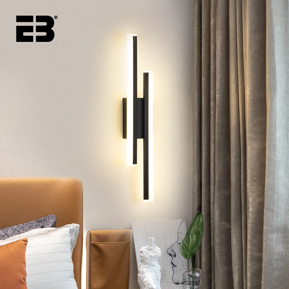 Led Wall Lamp Modern AC90-265V Interior Wall Light Bedside Bedroom Lights Black New Design Indoor Corridor Sconce Lamps