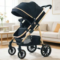 Poussette bébé, avec pliage automatique, position inclinable et allongée, compacte et légère, auvent rétractable, panier de rangement 1