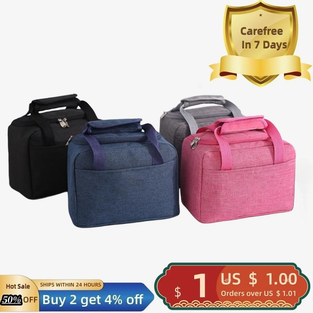 

Lunch Bag Portable High Capacity Waterproof Reusable Moisture-proof Keep Thermal Thicken Soft Handle Bento Container for Picnic