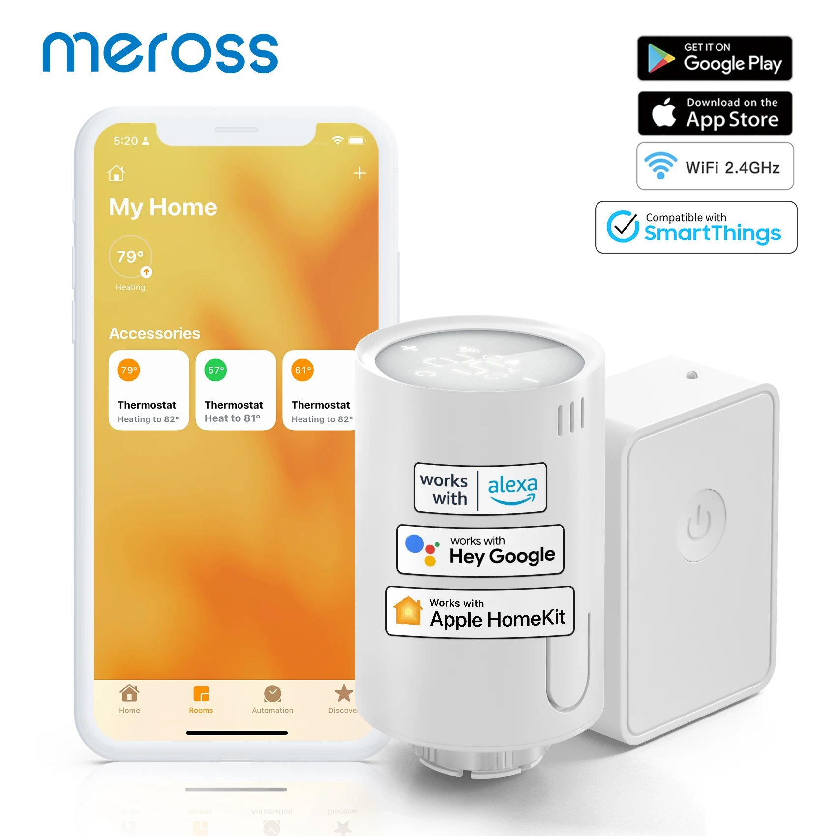 Meross HomeKit Smart Radiator Thermostat,WiFi Temperature Controller