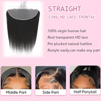 13x6 Lace Frontal Transparente Droite, 14-24 Pouces, Pré-épilée, 100% Cheveux Humains, Ligne de Cheveux Naturelle avec Baby Hair, Livraison 3 Jours 5