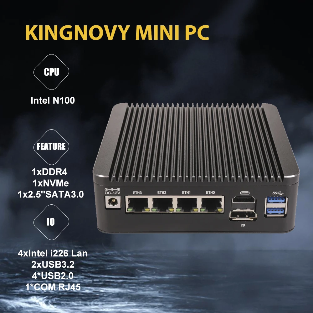 

Cheap 12th Gen Intel N100 2.5G Soft Router 4x i226-V LAN 1*COM RJ45 Fanless Mini PC Firewall Computer Type-C pfSense PVE ESXi