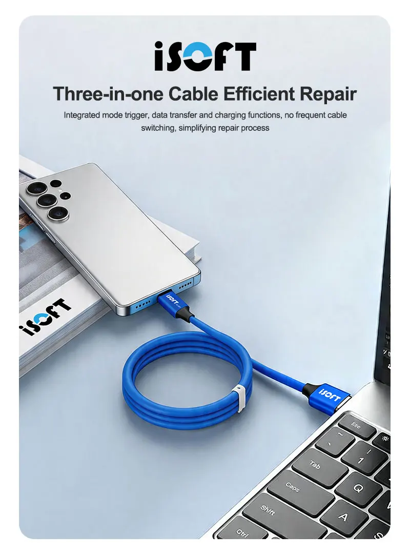 ISOFT IS-007 SAM 다운로드 모드 케이블 USB TO TYPE-C 플러그 앤 플레이 통합 모드 트리거 (SM S8-S25 노트 시리즈용)
